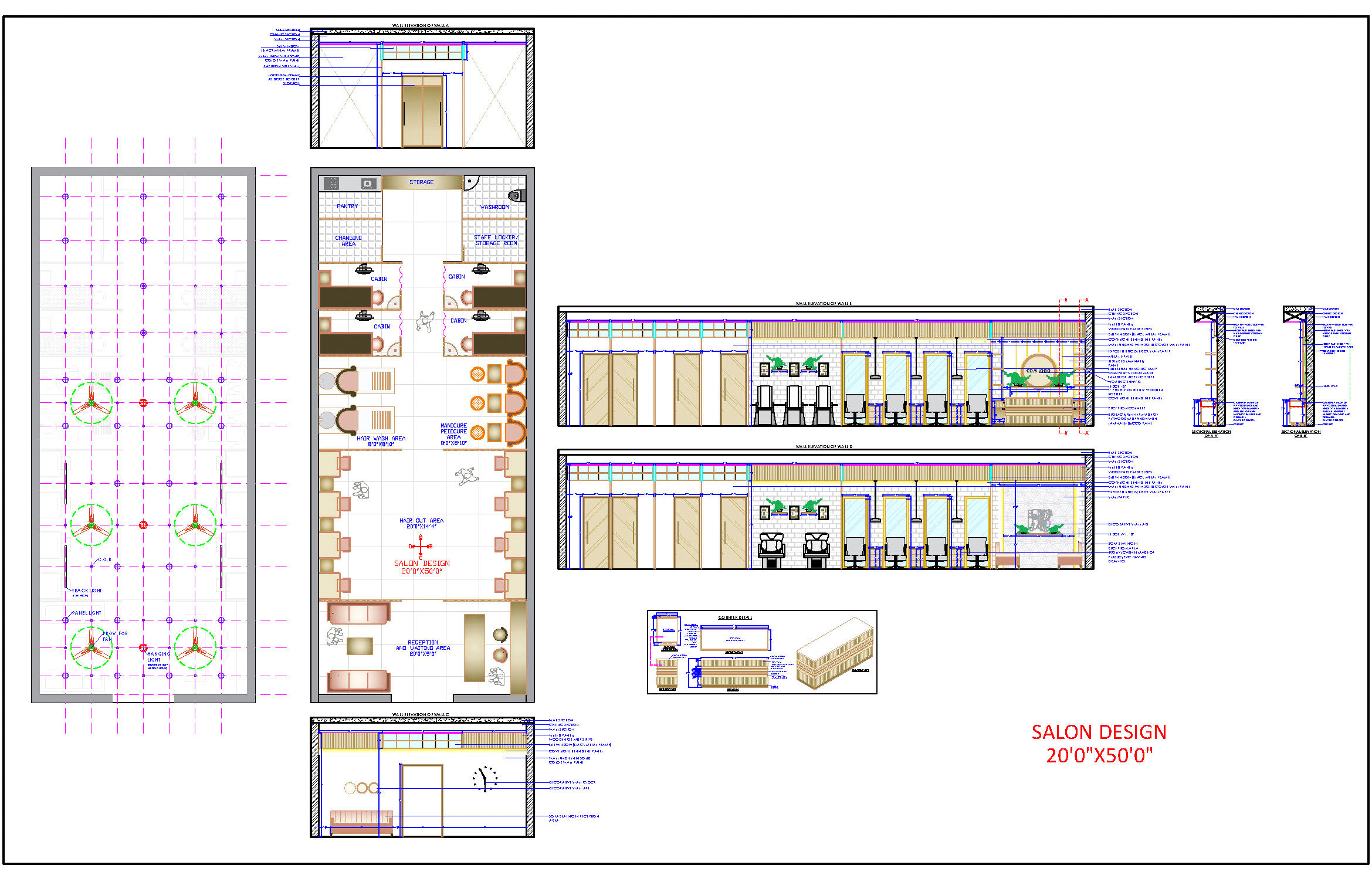 Beauty Salon Design Full Interior DWG Layout and Details